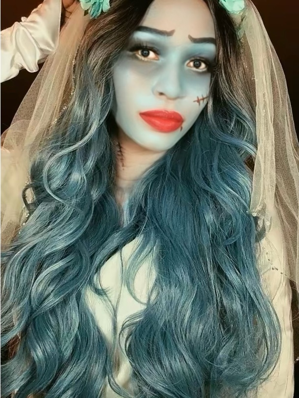 Blue Long Wavy Women’s Wig - 24 inch long